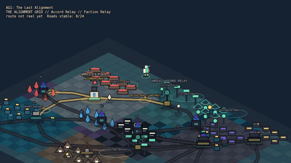 AGI: The Last Alignment gameplay screenshot, a free action browser game made with AI