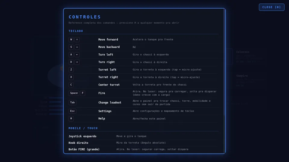 battletanks gameplay screenshot, a free action browser game made with AI