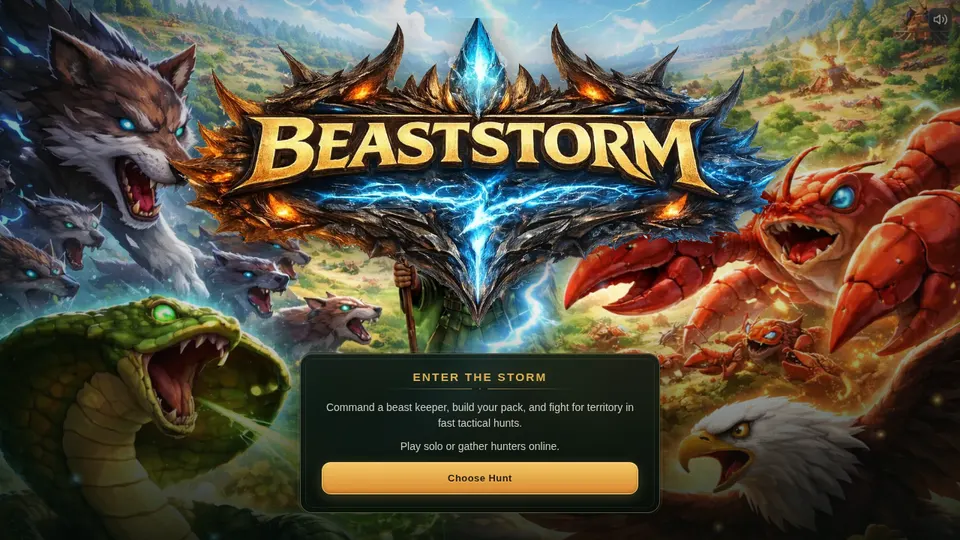 Beaststorm gameplay screenshot, a free strategy browser game made with AI