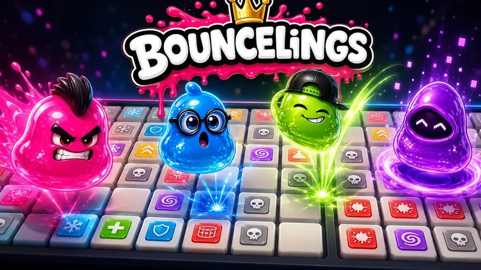 Bouncelings gameplay screenshot, a free action browser game made with AI