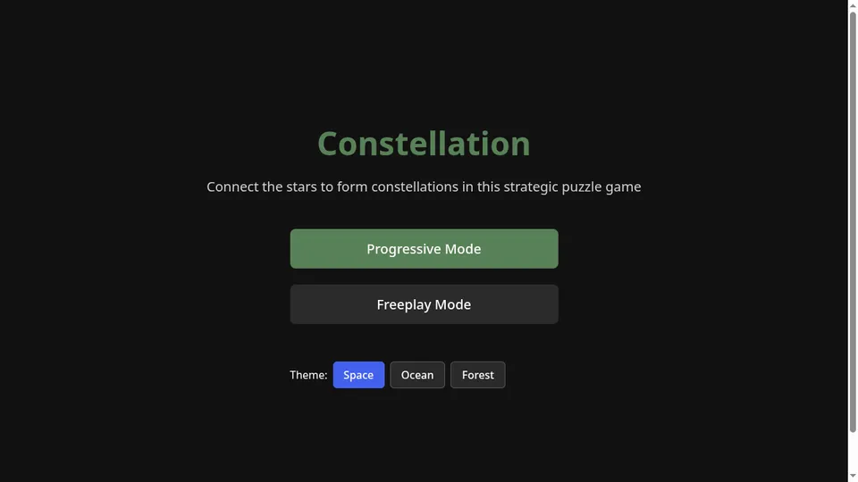 Constellation gameplay screenshot, a free strategy browser game made with AI
