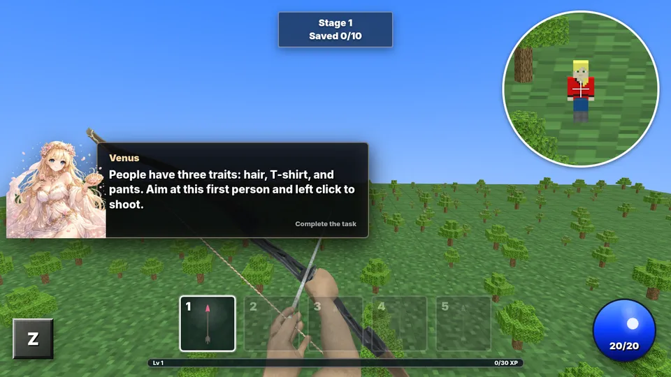 Cupid gameplay screenshot, a free puzzle browser game made with AI