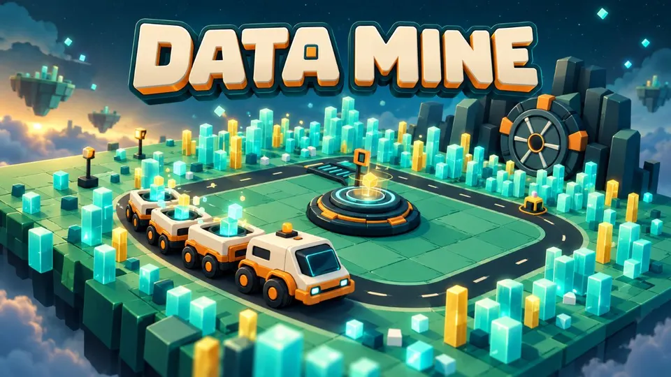 Data Mine gameplay screenshot, a free simulation browser game made with AI