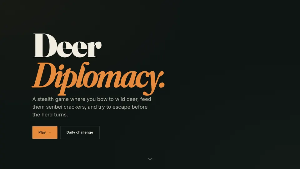 Deer Diplomacy gameplay screenshot, a free puzzle browser game made with AI