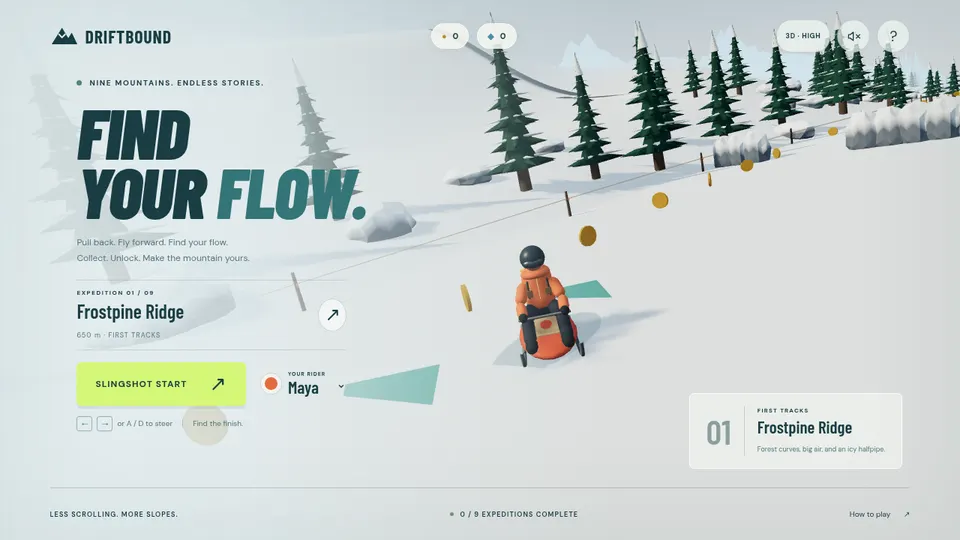 Driftbound gameplay screenshot, a free sports browser game made with AI