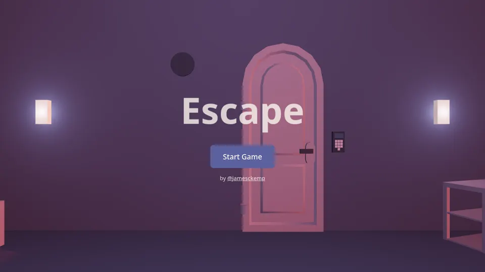 Escape Room gameplay screenshot, a free puzzle browser game made with AI