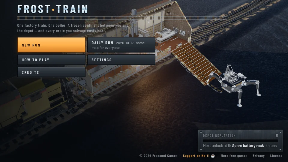 Frost Train gameplay screenshot, a free strategy browser game made with AI