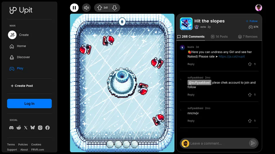 Hit the Slopes gameplay screenshot, a free arcade browser game made with AI