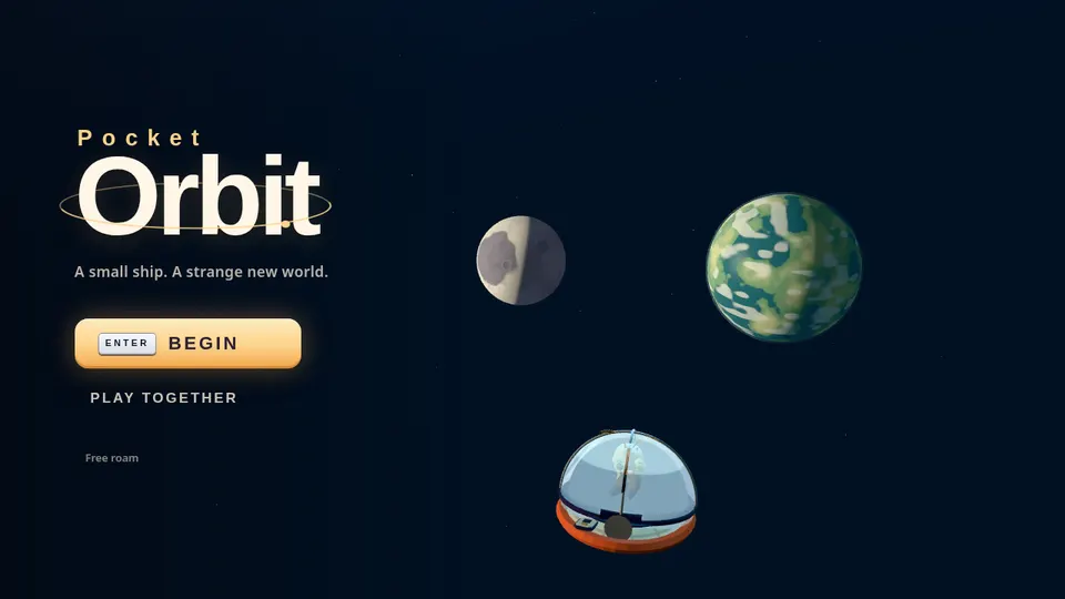 Pocket Orbit gameplay screenshot, a free action browser game made with AI
