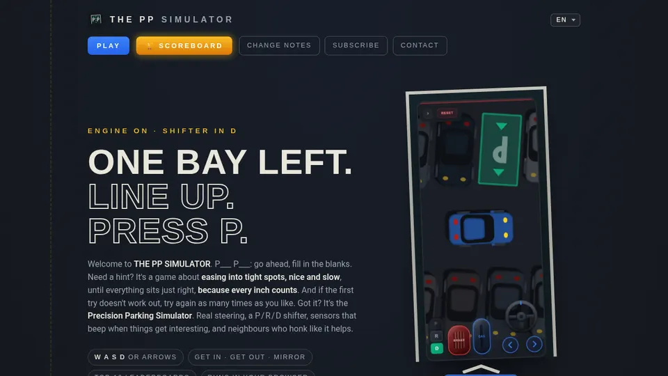 The PP Simulator gameplay screenshot, a free simulation browser game made with AI