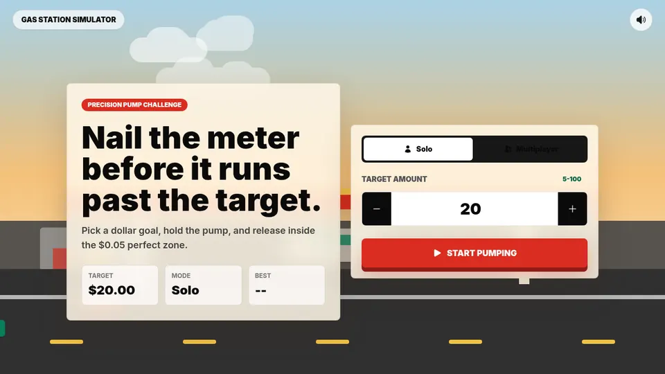 Pump Perfection gameplay screenshot, a free simulation browser game made with AI