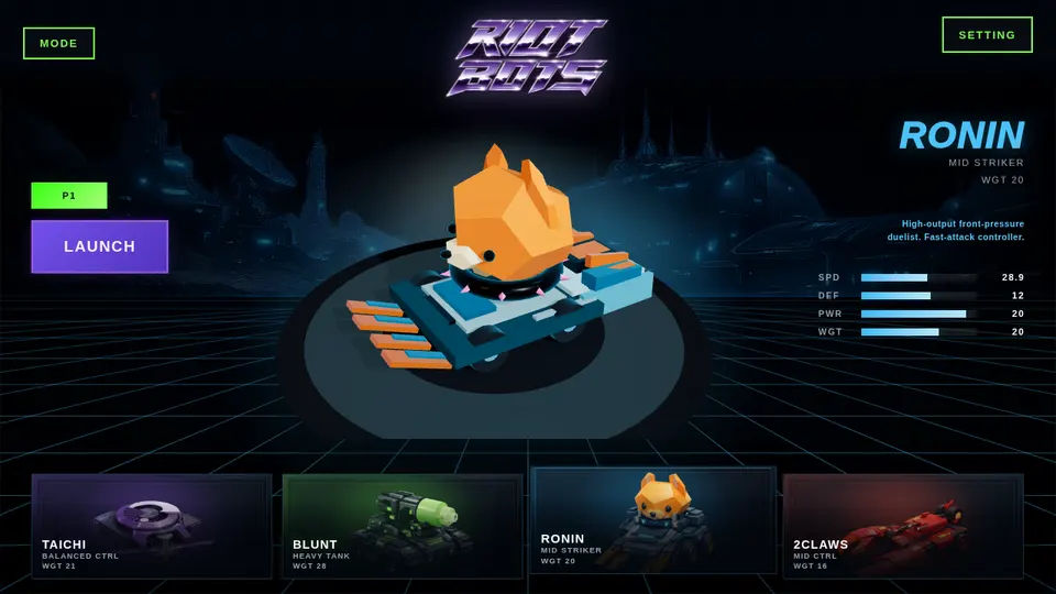 Riot Bots gameplay screenshot, a free action browser game made with AI