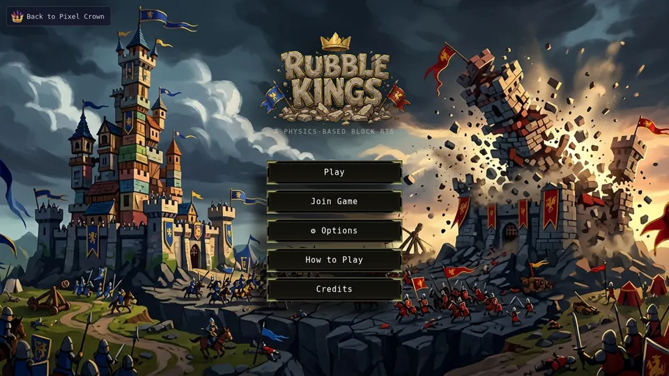 Rubble Kings gameplay screenshot, a free strategy browser game made with AI