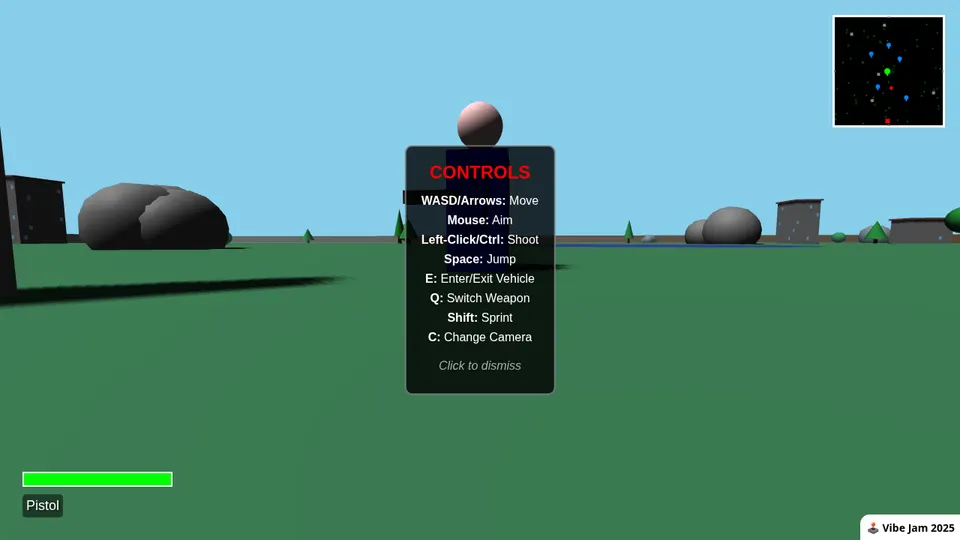 Run and Gun 3D gameplay screenshot, a free shooter browser game made with AI
