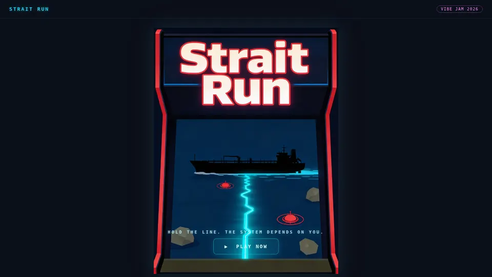 Strait-run gameplay screenshot, a free action browser game made with AI