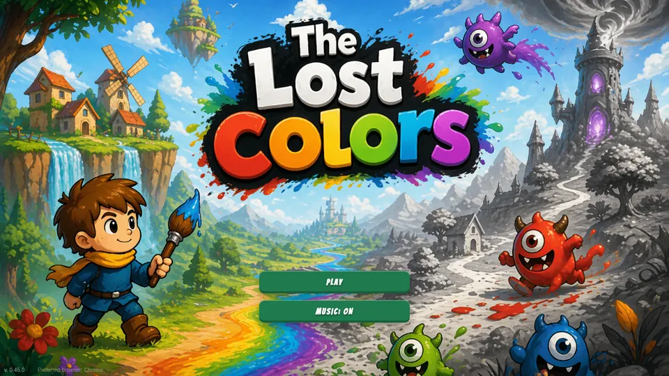 The Lost Colors gameplay screenshot, a free action browser game made with AI