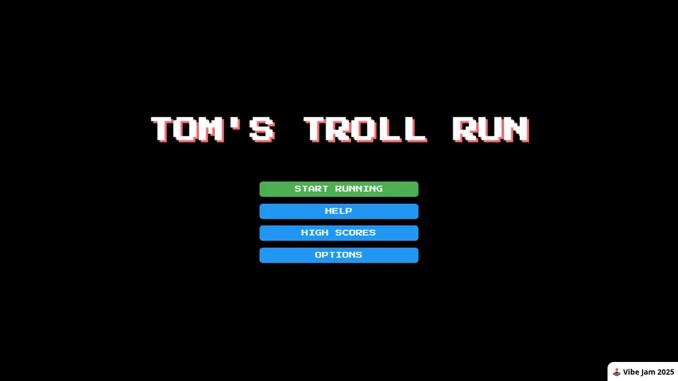 Tom's Troll Run gameplay screenshot, a free action browser game made with AI