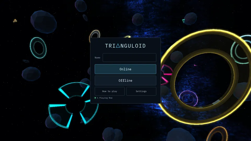 Trianguloid gameplay screenshot, a free action browser game made with AI