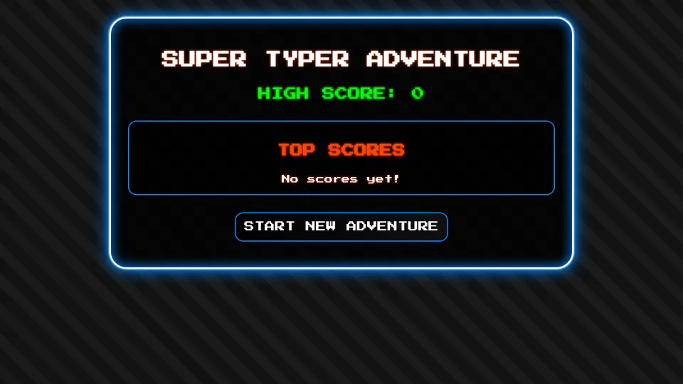 Typing Trainer gameplay screenshot, a free action browser game made with AI