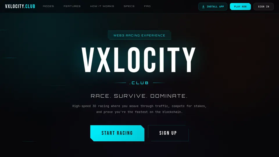 VXLocity gameplay screenshot, a free racing browser game made with AI