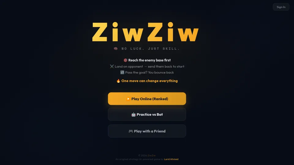 ZiwZiw gameplay screenshot, a free strategy browser game made with AI