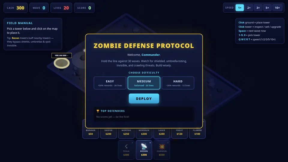 ZOMBIE DEFENSE PROTOCOL screenshot